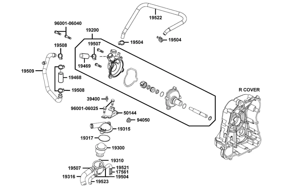 E07 Generator and Water Pump parts diagram