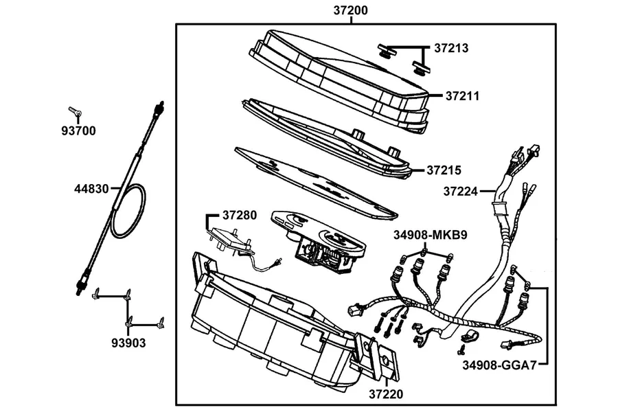 F02 Speedometer parts diagram