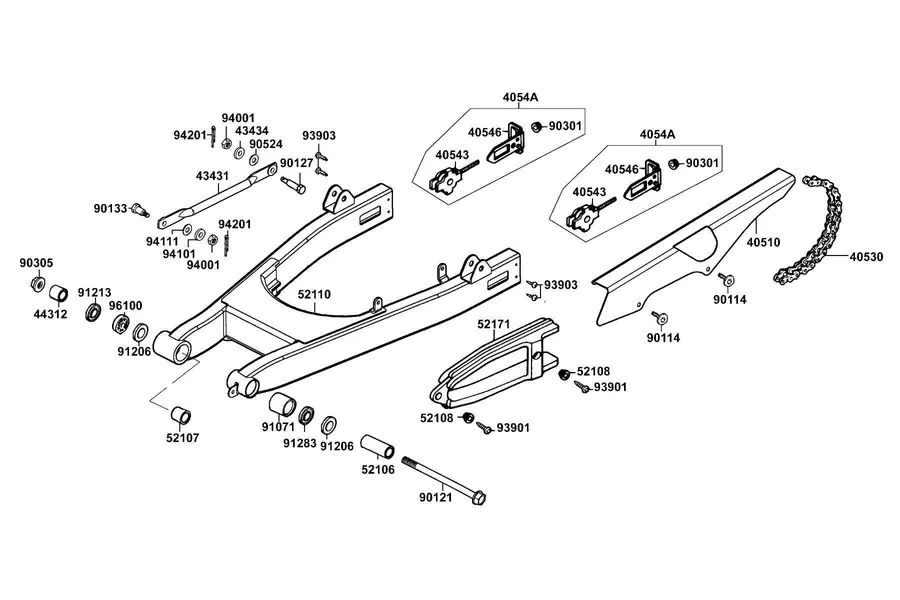 F21 Rear Fork and Chain Cover parts diagram