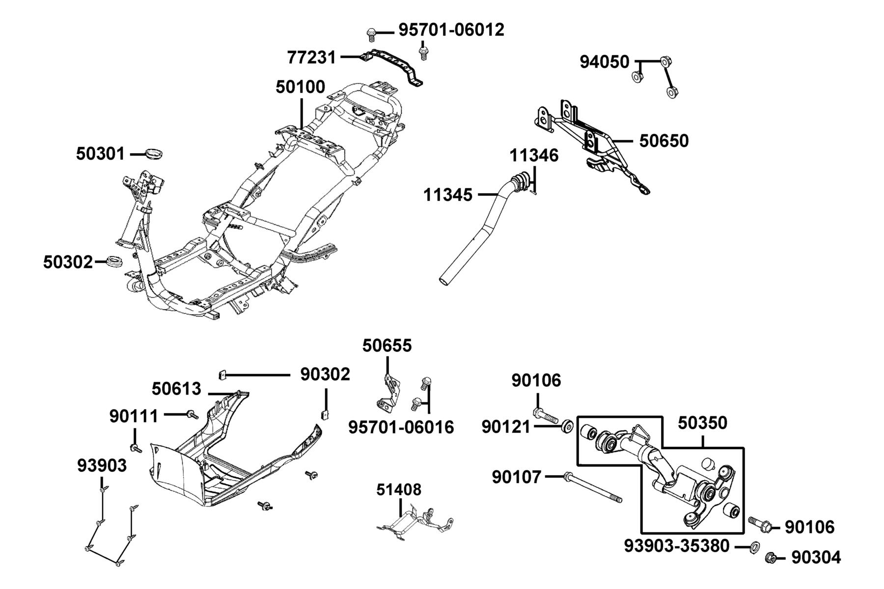 SUPER 8 150X (2021) Frame Body parts diagram
