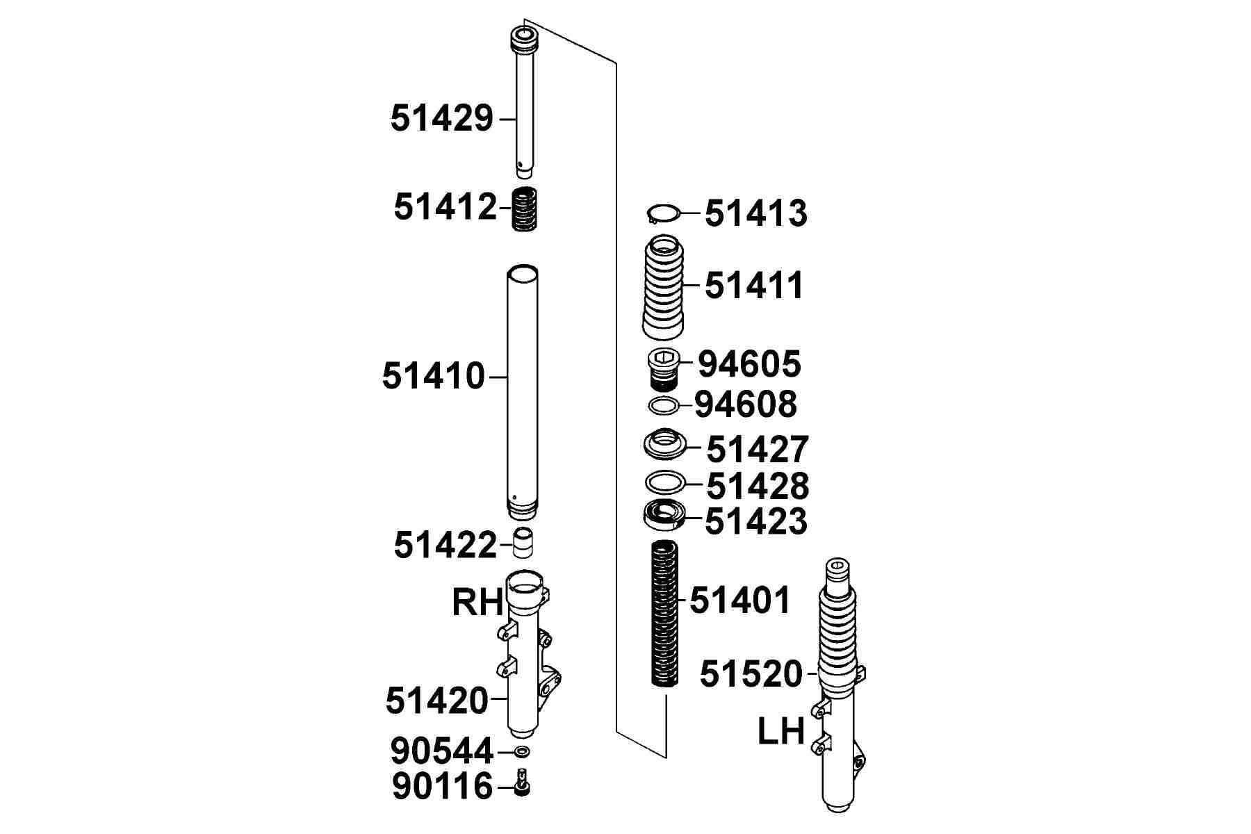 KYMCO Bet&Win 250 (2003-2007) Separated Parts Of Fr Fork parts diagram